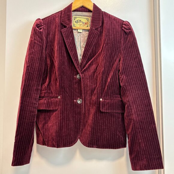 Victorian Velvet Jacket - Burgundy Pinstripe Blazer - Picture 1 of 16